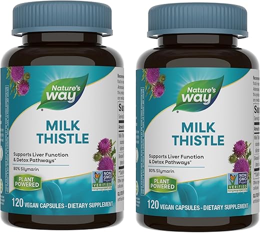 Nature's Way - Nature’s Way Milk Thistle Premium Blend 80% Silymarin 120 Cápsulas – Não-OGM