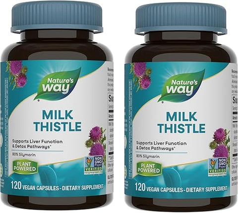 Nature's Way - Nature’s Way Milk Thistle Premium Blend 80% Silymarin 120 Cápsulas – Não-OGM