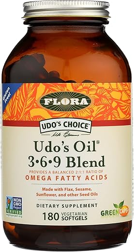 Flora - FLORA – Óleo Omega 369 Udo’s Choice, Cápsulas Vegetarianas, 180 Unidades, 61582