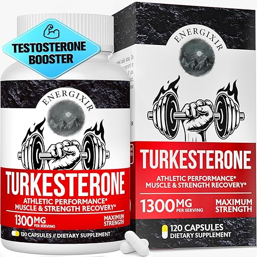 Energixir - Testosterone Booster 78,000mg – Fórmula Ultra Potente Premium de Turkesterona para Homens, Aumento Muscular, Energia, Resistência, Força, Resistência – Marca