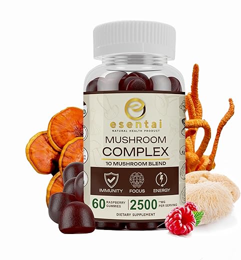 Esentai - Suplemento de Cogumelo Orgânico em Gomas – Reforço Imunológico, Energia Natural, Cérebro – Marca: [Nome da Marca]