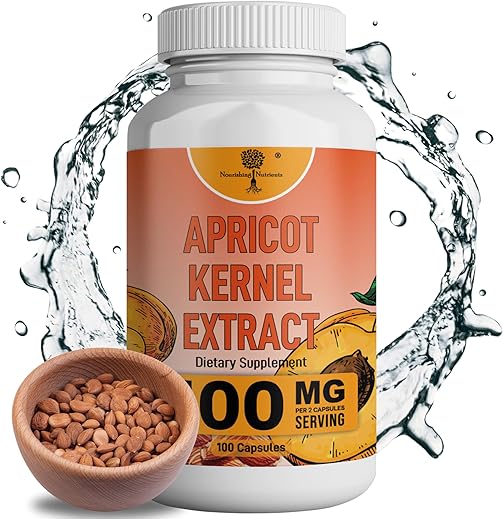 Nourishing Nutrients - Extrato de Sementes de Damasco Orgânicas – Núcleo Puro 500mg – Antioxidante, Apoio à Saúde das Articulações e Intestinal