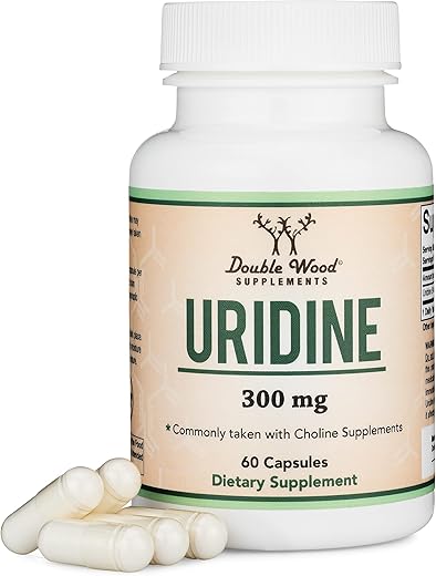 Double Wood Supplements - Uridina Monofosfato – Testado por Terceiros (Potencializador de Colina, Nootrópico para Iniciantes) (300mg, 60 Cápsulas) Sinergia com Alfa GPC Colina para Saúde Cerebral e Memória por Double Wood