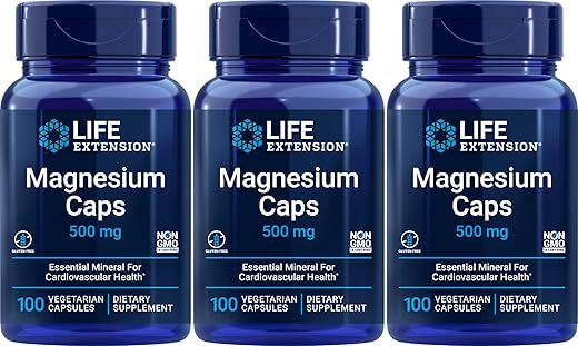Life Extension - Cápsulas Vegetarianas de Magnésio 500mg – 100 Unidades x 3 |