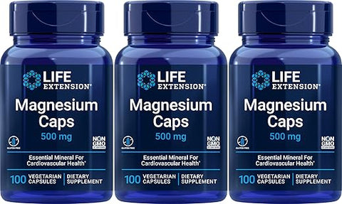 Life Extension - Cápsulas Vegetarianas de Magnésio 500mg – 100 Unidades x 3 |