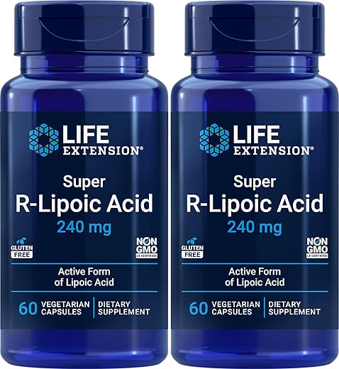 Super R-Lipoic Acid 240 mg – 60 Cápsulas Vegetarianas (Pacote com 2) – Potencialize sua saúde com o Ácido R-Lipoico de alta qualidade - Life Extension