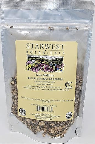 Raiz de Garra do Diabo Orgânica em Corte – 100g - Starwest Botanicals