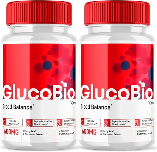 Vytax - (2 Pacotes) Glucobio Suplemento de Suporte Sanguíneo Cápsulas Balance, Gluco Bio Glucobion 4 Fórmula Oficial Ingredientes Naturais Máximo de Glucose-Bio