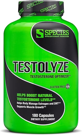 Testolyze – Impulsionador Natural de Testosterona com 1250mg de Tribulus, DIM, Indole 3 Carbinol, Saw Palmetto, T Booster – Suplemento para Musculação, Aumento de - Species Nutrition