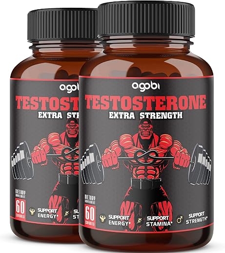 Suplemento agobi Herbal Test Support para Homens – Eficiência, Velocidade, Força e Flexibilidade – Impulsionador Corporal – 2 Pacotes 60caps – Fornecimento de 2 Meses