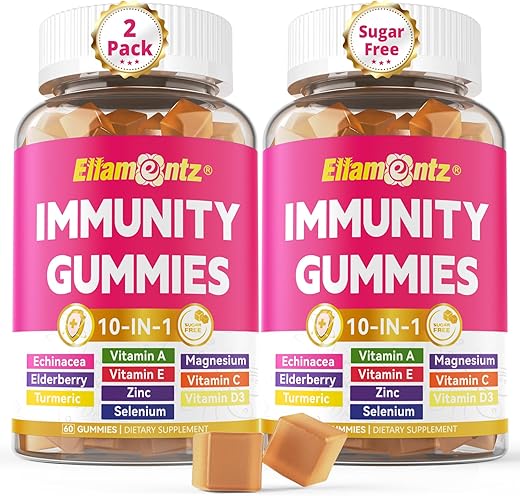 ELLAMENTZ - Suplemento de Suporte Imunológico 10 em 1, c/1200mg Equinácea, Sabugueiro Vitamina C – Marca em Destaque