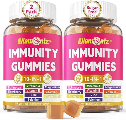 ELLAMENTZ - Suplemento de Suporte Imunológico 10 em 1, c/1200mg Equinácea, Sabugueiro Vitamina C – Marca em Destaque