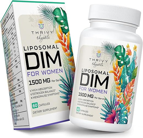 ThrivyThystle - Liposomal DIM 400 mg – Vitamina E e Prímula – Complexo DIM para Mulheres Vegetarianas (1 Pacote)
