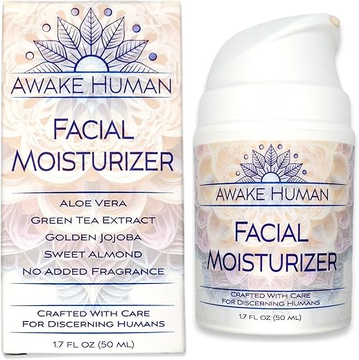 Awake Human - Hidratante Facial Natural com Aloe Vera e Chá Verde para Pele Seca e Sensível – Creme Facial Sem Fragrância