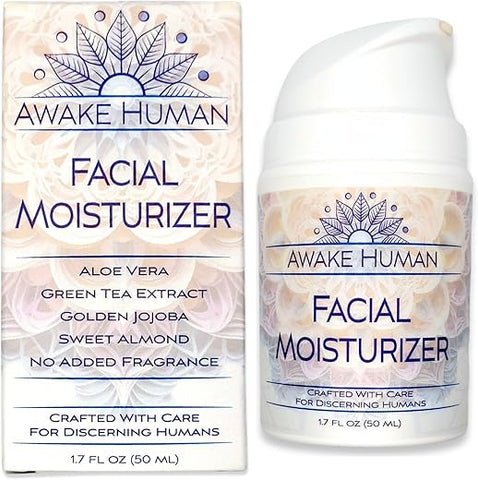 Awake Human - Hidratante Facial Natural com Aloe Vera e Chá Verde para Pele Seca e Sensível – Creme Facial Sem Fragrância