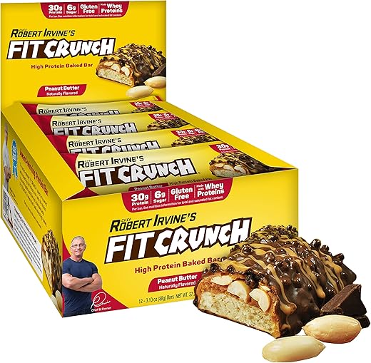 Fit Crunch - FITCRUNCH Barras de Proteína Tamanho Grande, Criadas por Robert Irvine, Barra Assada de 6 Camadas, 6g de Açúcar, Livre de Glúten