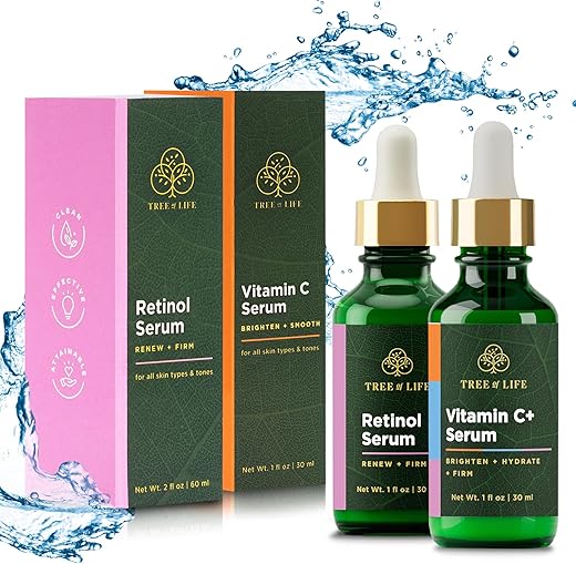 Tree of Life Beauty - Regime Avançado Tree of Life – 60ml – Sérum de Niacinamida (Refina) Sérum de Vitamina C (Ilumina) Sérum de Retinol (Suaviza) Sérum de Ácido Hialurônico (Hidrata) – Séruns Faciais – Cuidados com a Pele