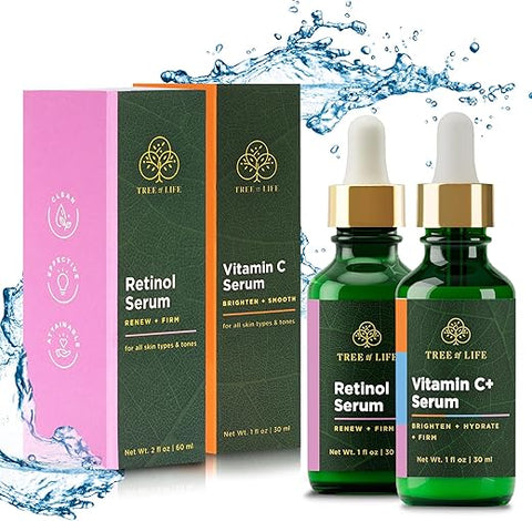 Tree of Life Beauty - Regime Avançado Tree of Life – 60ml – Sérum de Niacinamida (Refina) Sérum de Vitamina C (Ilumina) Sérum de Retinol (Suaviza) Sérum de Ácido Hialurônico (Hidrata) – Séruns Faciais – Cuidados com a Pele