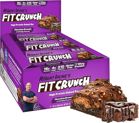 Fit Crunch - FITCRUNCH Barras de Proteína Tamanho Lanche, Criadas por Robert Irvine, Barra Assada de 6 Camadas, 4g de Açúcar, Livre de Glúten