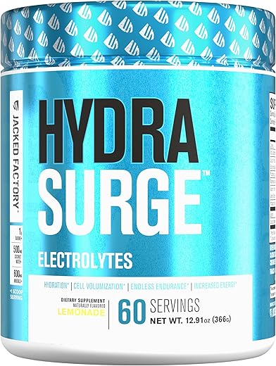 Jacked Factory - HYDRASURGE Pó de Eletrólitos – Suplemento de Hidratação com Minerais Essenciais, Sal do Himalaia, Água de Coco, Mais – Amigo da Dieta Keto, Sem Açúcar