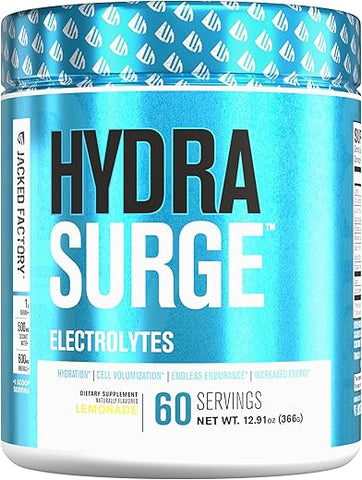 Jacked Factory - HYDRASURGE Pó de Eletrólitos – Suplemento de Hidratação com Minerais Essenciais, Sal do Himalaia, Água de Coco, Mais – Amigo da Dieta Keto, Sem Açúcar