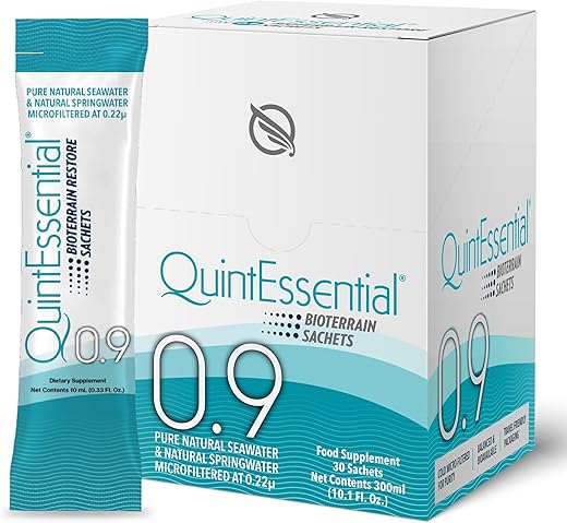 Quintessential 0.9 Sachês – Solução Isotônica com Minerais do Mar e Água de Nascente Alpina – Hidratação Líquida, Suplemento Multimineral de Eletrólitos - Quicksilver Scientific