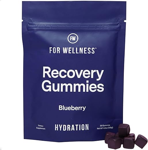 Gummies de Recuperação de Mirtilo For Wellness™ Hidratação (30 Gummies) – Reposição de Eletrólitos Vitais, Suporte à Recuperação Muscular