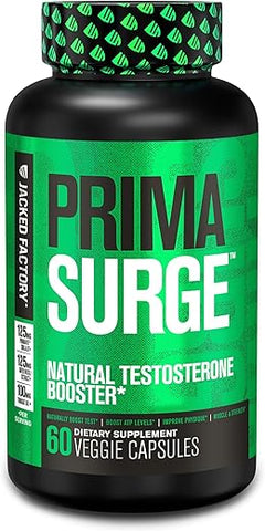 Testosterone Booster for Men PRIMASURGE – com Tongkat Ali, PrimaVie, Ashwagandha – Aumente a Vitalidade, Crescimento Muscular - Jacked Factory