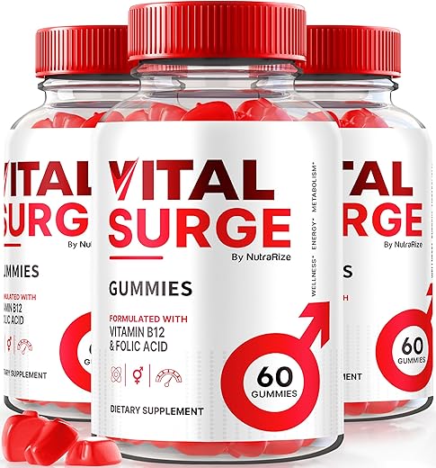 NutraRize - Vital Surge Gummies – 3 Pacotes, Gomas Naturais, Gomitas de Vital Surge, Suplemento de Vinagre de Maçã (180 Gummies)