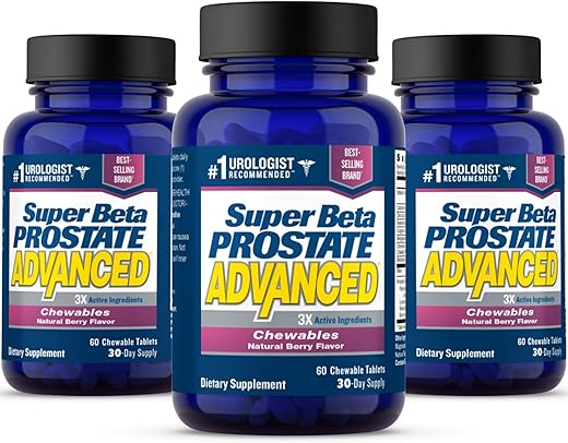 New Vitality - Super Beta Prostate Advanced Chewables – Suporte para a saúde masculina (180 mastigáveis, 3-Pack)