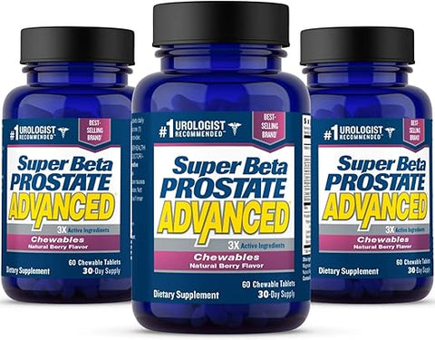 New Vitality - Super Beta Prostate Advanced Chewables – Suporte para a saúde masculina (180 mastigáveis, 3-Pack)