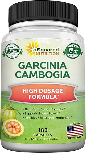 Garcinia Cambogia 1600mg-180 Cápsulas – Extrato Puro Natural para Saúde Cerebral – HCA Ultra Padronizado - aSquared Nutrition