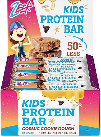 Zeek - ZEEK BAR – Barras de Proteína Infantil – 50% Menos Açúcar, 8g Proteína – Natural, Não-OGM, Sem Glúten – Cosmic Cookie Dough, 12 Unidades