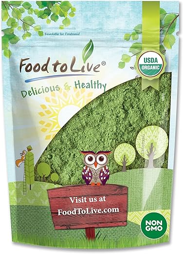 Food to Live - Pó de SuperVerdes Orgânicos, 1,5 libras – Mistura de Couve, Moringa, Spirulina, Pó de Capim-limão. Não-OGM, Puro, Vegano, a Granel. Rico em Antioxidantes, Clorofila. Ótimo para