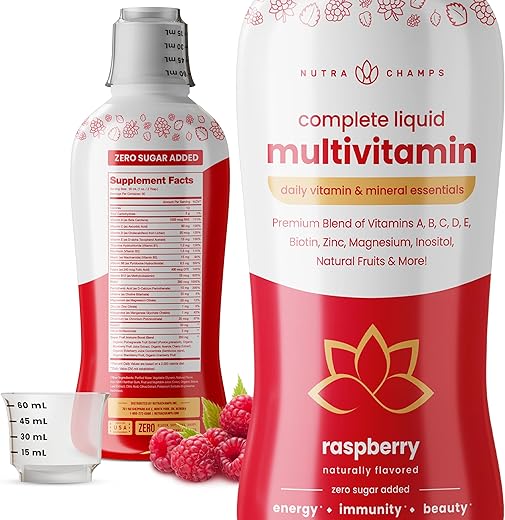 Multivitamínicos Líquidos Completos | Sem Açúcar Adicionado | Vitaminas Líquidas para Mulheres e Homens - NutraChamps
