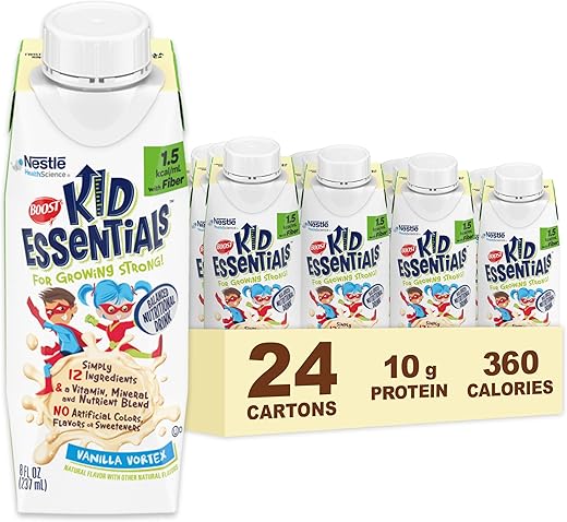 BOOST - Boost Kid Essentials 1.5 com Fibra, Sabor Baunilha, 240 ml (Pacote com 24 unidades)