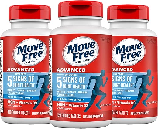 Advanced Glucosamina Condroitina MSM Vitamina D3 – Suporte para Articulações, Mobilidade, Conforto, Força e Flexibilidade - Move Free