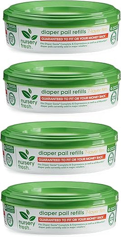 Recargas Nursery Fresh® para Diaper Genie® e Munchkin® Pails, Armazena até 1.088 Fraldas de Recém-Nascido, 4 Pacotes