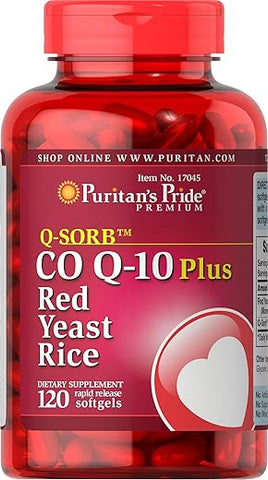 Puritan's Pride - Puritan’s Pride Q-Sorb CoQ10 Plus Red Yeast Rice – 120 Softgels | Potente Antioxidante e Suporte Cardiovascular