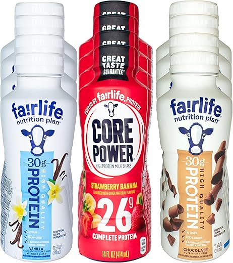Niro - Fair life Shake de Proteína – Pack Variado, Substituto de Refeição – Inclui 4 Shakes de Proteína de Chocolate Fair life, 4 de Baunilha