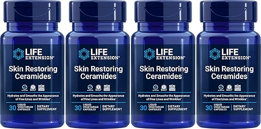 Ceramidas Restauradoras da Pele, 30 ct (Pacote com 4) – Melhor Marca para uma Pele Saudável e Radiante - Life Extension