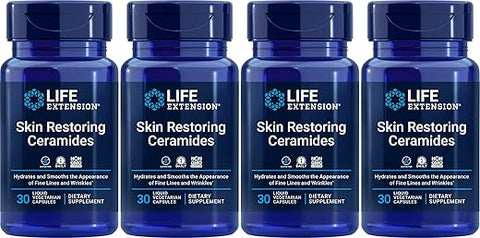 Ceramidas Restauradoras da Pele, 30 ct (Pacote com 4) – Melhor Marca para uma Pele Saudável e Radiante - Life Extension