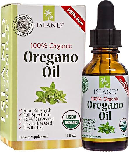 Island Nutrition - Óleo de Orégano Orgânico Líquido – 100% Puro