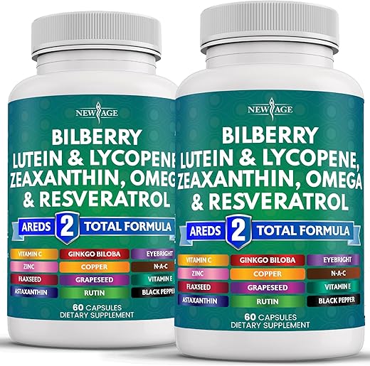 Vitaminas para a Saúde Ocular com Mirtilo 6000mg Luteína – 60 cápsulas - NEW AGE