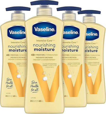 Loção Corporal Intensive Care Nourishing Moisture 4 Unidades para Pele Seca, com Lipídios Ultra-Hidratantes e Extrato Puro de Aveia 600 ml - Vaseline