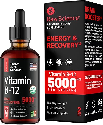 S RAW SCIENCE - Vitamina B12 Líquida Sublingual 5000mcg, Metil – Drops 30ml