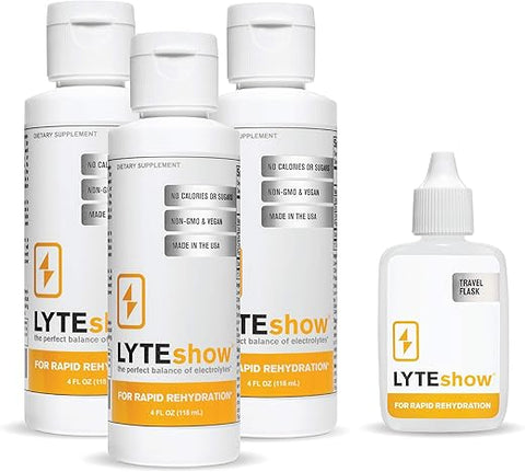 LyteLine - LyteShow – Suplemento Eletrolítico Sem Açúcar, 3 Pacotes, 120 Porções – Amigo do Keto, Zinco e Magnésio para Hidratação Rápida, Treino, Recuperação Muscular e Energia – Vegano