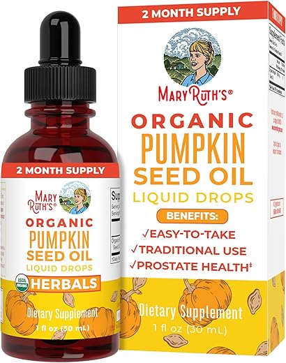 MaryRuth Organics - Óleo de Semente de Abóbora Orgânico MaryRuth | Extração a Frio | Suprimento de 2 Meses | Líquido de Semente de Abóbora Orgânico Certificado pelo USDA para Homens e Mulheres | Saúde Urinária Masculina | Sem Açúcar | Vegano