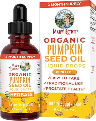 MaryRuth Organics - Óleo de Semente de Abóbora Orgânico MaryRuth | Extração a Frio | Suprimento de 2 Meses | Líquido de Semente de Abóbora Orgânico Certificado pelo USDA para Homens e Mulheres | Saúde Urinária Masculina | Sem Açúcar | Vegano