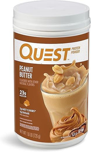 Pó de Proteína de Manteiga de Amendoim, 23g Proteína, 1g Açúcar, Baixo Carboidrato, Sem Glúten, 1,6 Libra, 23 Porções - Quest Nutrition